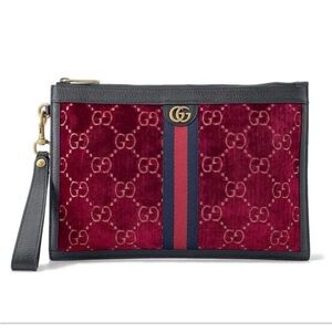 Gucci Burgundy and Navy Wristlet